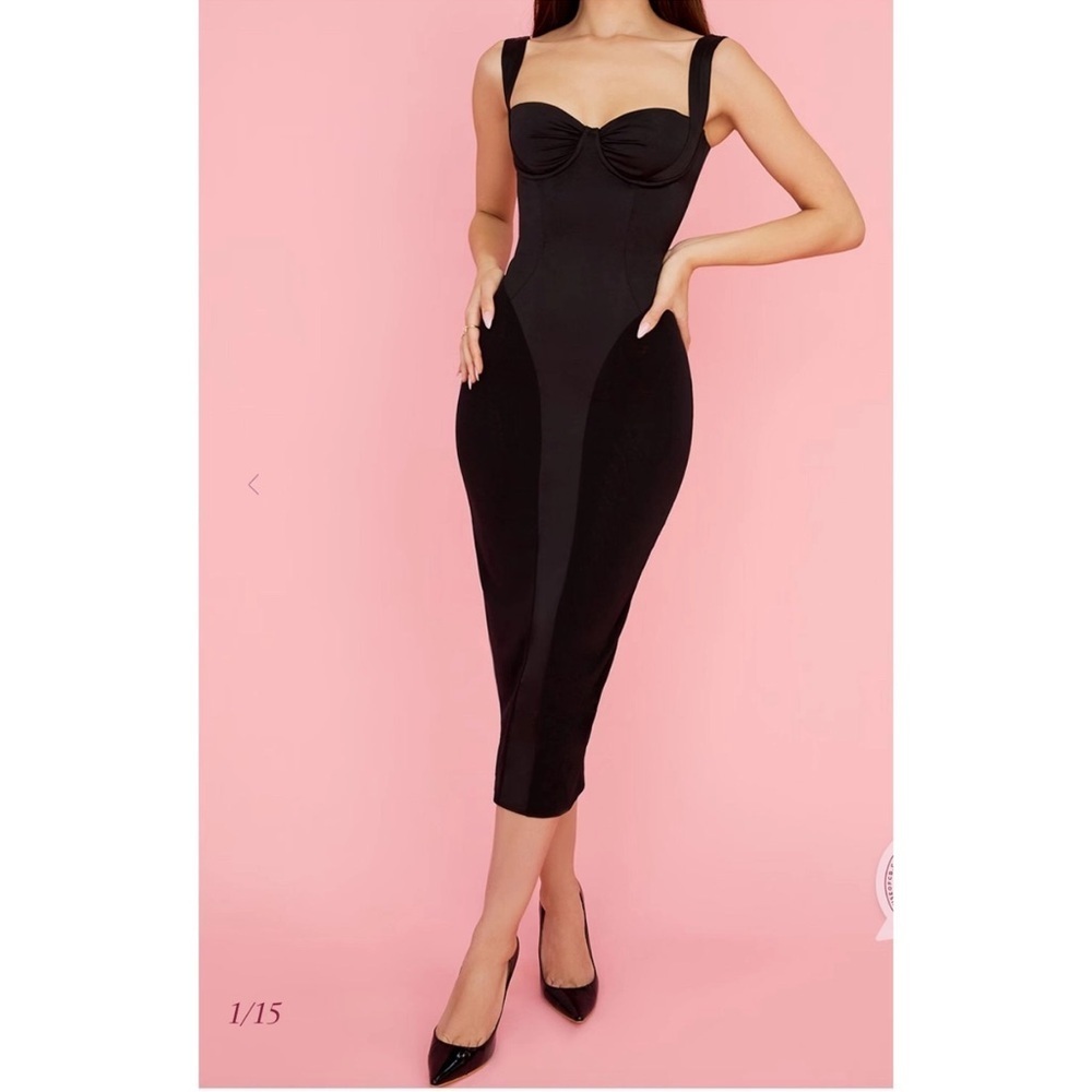 House of CB black mid length Dress size medium - Picture 3 of 15
